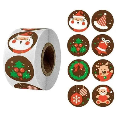 Christmas Stickers 500pcs Per Roll Santa Claus Sticker Packaging Label Stick On Labels Scrapbook Supplies Gift Wrapping Supply