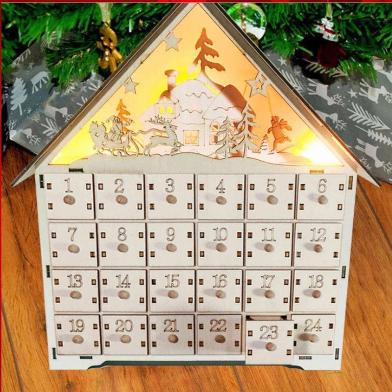 Christmas Wooden DIY Calendar Cabinet - 38x30x5cm - Home Decor & Countdown Organizer , christmas decoration, Christmas wooden calendar decorations