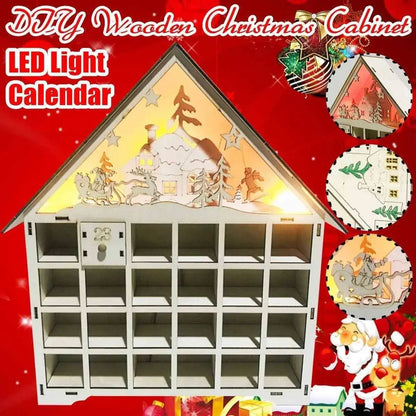 Christmas Wooden DIY Calendar Cabinet - 38x30x5cm - Home Decor & Countdown Organizer , christmas decoration, Christmas wooden calendar decorations