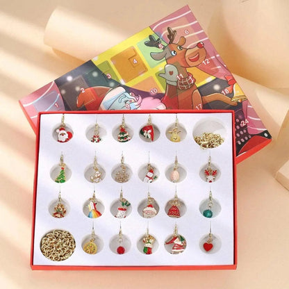 Christmas themed DIY bracelet or necklace making kit with advent calendar