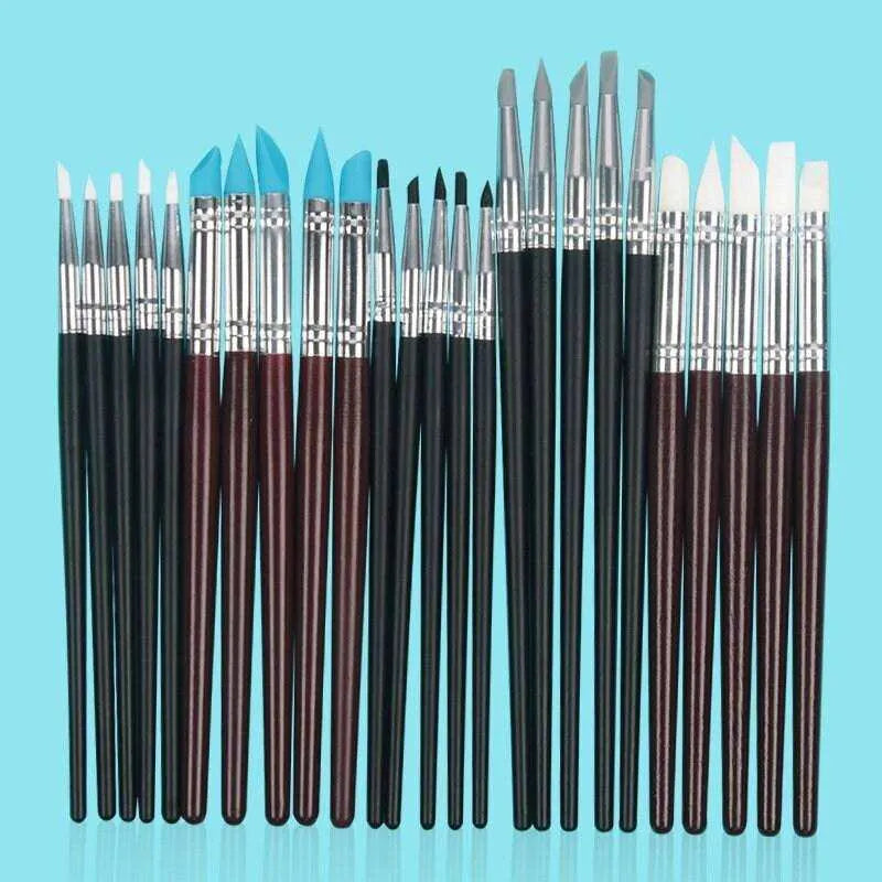 Clay Pens Sculpting Tool Wooden Sticks Blue Head Silicone Pens For Clay Indenting