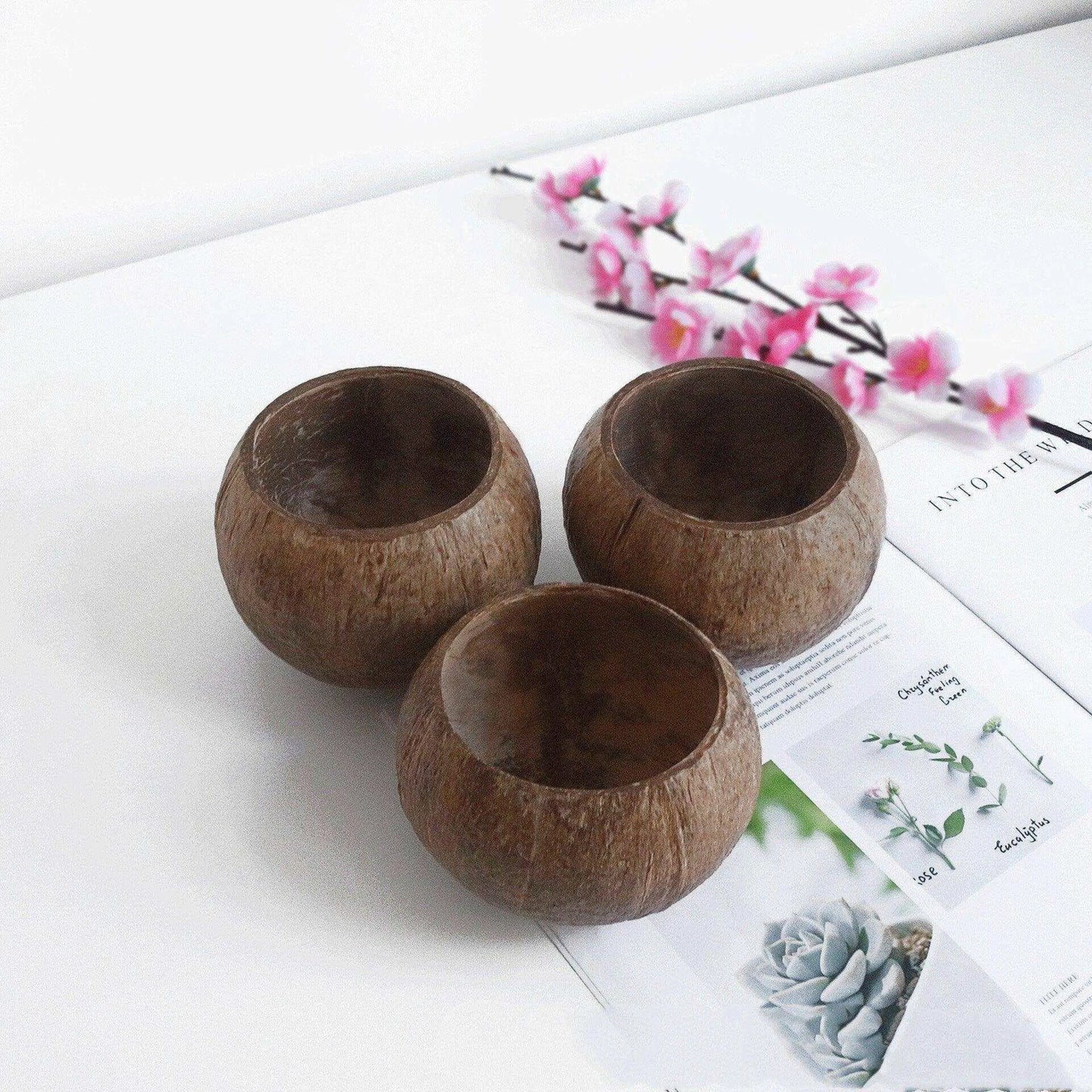 Coconut Husk Candle Holder Food Bowl Trinkets Container