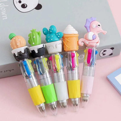 Cute Cartoon Pens Four Color Press Ballpoint Pen