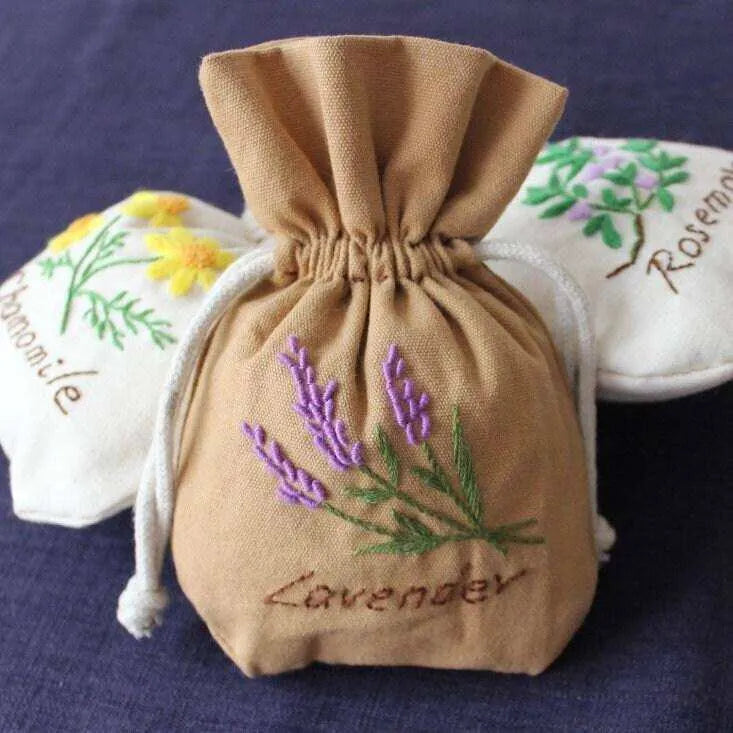 DIY Drawstring Pouch Floral Embroidery Kit