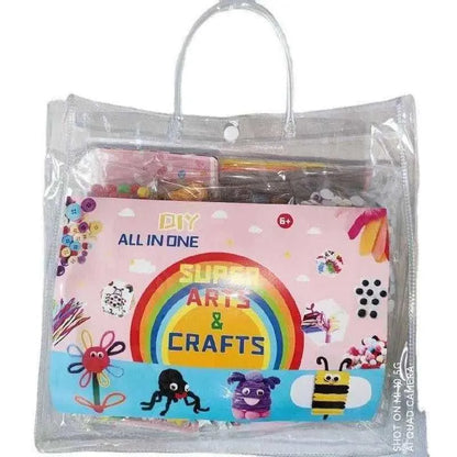 DIY Kids Craft Supplies Kit With Bag for Kids Arts and Crafts Kindergarten Supplies Assorted Children Activity Pack & Educational Toys