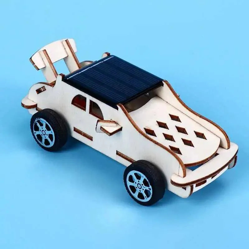 DIY Solar Powered 3D Wooden Toy Car Solar Energy Model Car Building Kit STEM Learning Educational Science Kits for Kids Children Age 8+