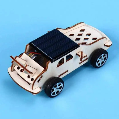 DIY Solar Powered 3D Wooden Toy Car Solar Energy Model Car Building Kit STEM Learning Educational Science Kits for Kids Children Age 8+