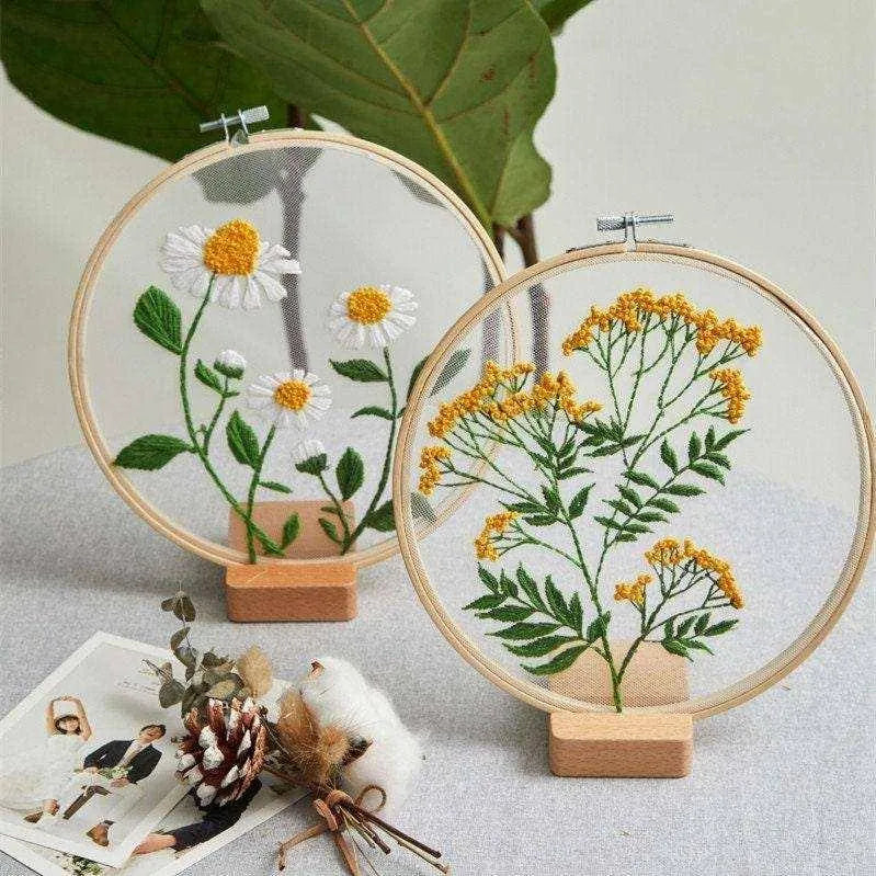 Daisy Embroidery Kit Flower Cross Stitch Kit DIY Gift