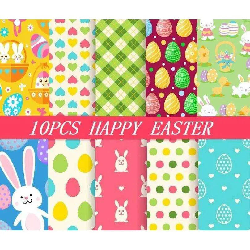 Easter Bunny Pattern Fabric Squares Decorative Cloth Diy Patchwork