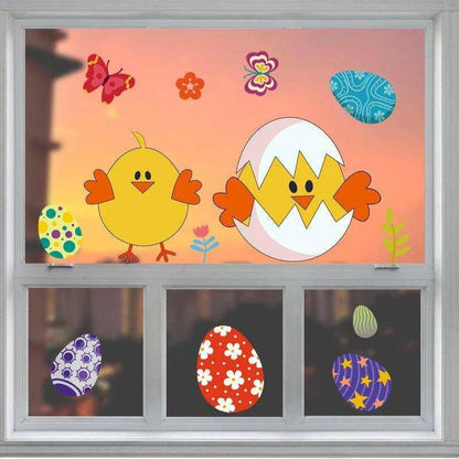 Easter Egg Decorative Wall Sticker Showcase - Rabbit Pattern, Large Size, 15 Stickers , 