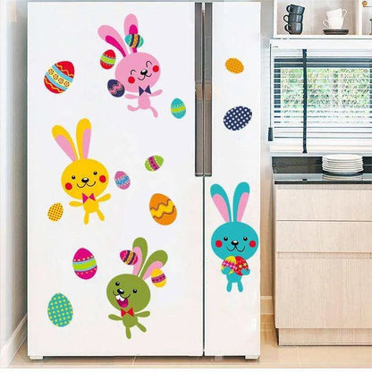 Easter Egg Decorative Wall Sticker Showcase - Rabbit Pattern, Large Size, 15 Stickers , 