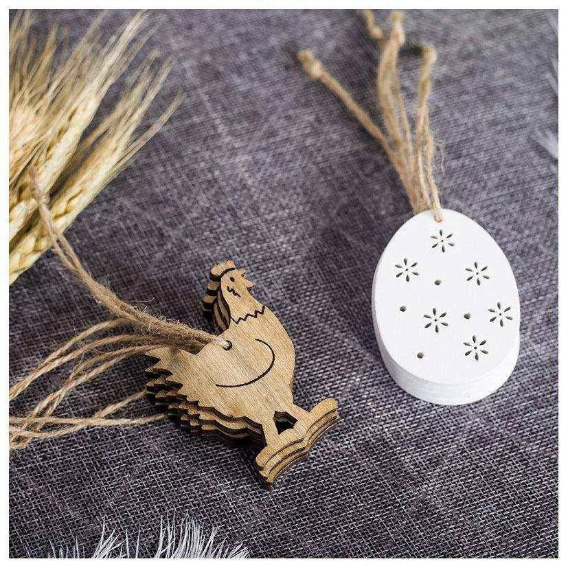 Easter Wooden Decorative Pendant Set - Rabbit, Chicken, Egg - Nordic Style Home Decor , 