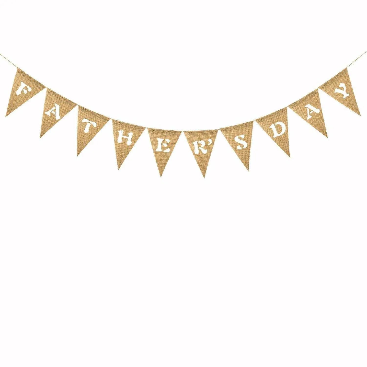 Father's Day Linen Pennant Flag Decoration - High-Quality & 2m Rope Length , 