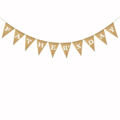 Father's Day Linen Pennant Flag Decoration - High-Quality & 2m Rope Length , 