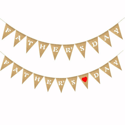 Father's Day Linen Pennant Flag Decoration - High-Quality & 2m Rope Length , 