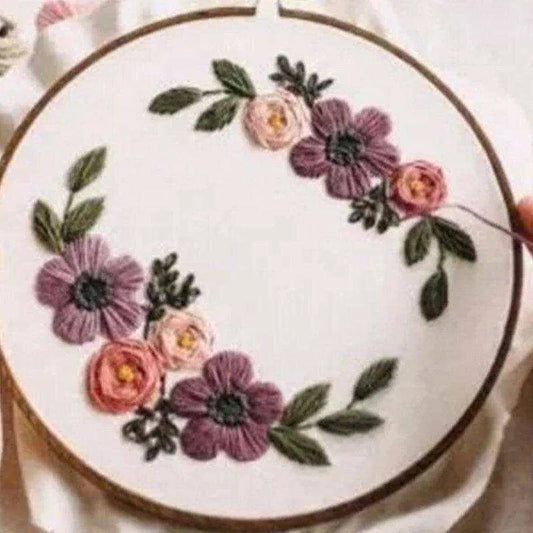 Floral Embroidery Kit Flower Cross Stitch Set Beginner Embroidery Pattern