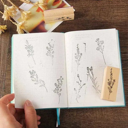 Floral Rubber Stamp Wooden Stamps Flower Design For Cardmaking And Scrapbooks Bullet Journaling Stamps Botanical Stamp Wood Leaf Stamp