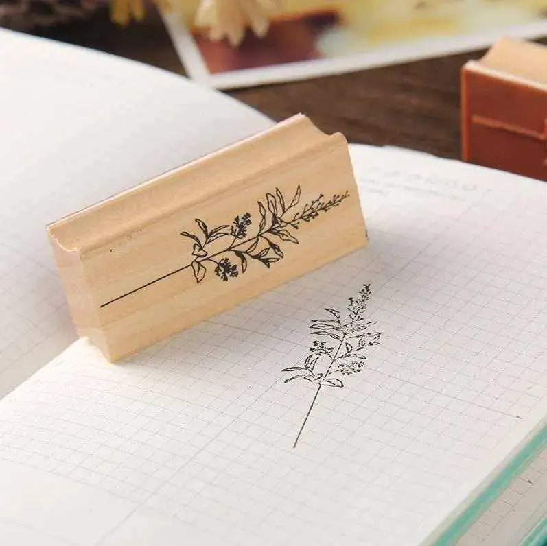 Floral Rubber Stamp Wooden Stamps Flower Design For Cardmaking And Scrapbooks Bullet Journaling Stamps Botanical Stamp Wood Leaf Stamp