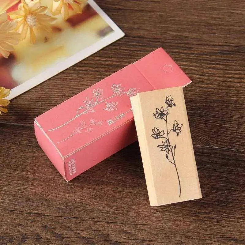 Floral Rubber Stamp Wooden Stamps Flower Design For Cardmaking And Scrapbooks Bullet Journaling Stamps Botanical Stamp Wood Leaf Stamp