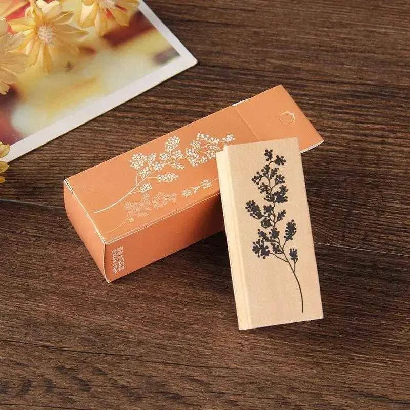 Floral Rubber Stamp Wooden Stamps Flower Design For Cardmaking And Scrapbooks Bullet Journaling Stamps Botanical Stamp Wood Leaf Stamp