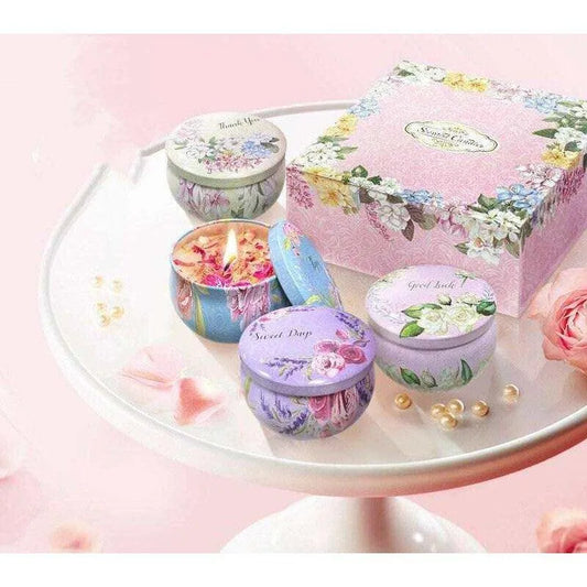 Candle Set 4pcs Per Box Candles With Flowers Decorative Candles Cute Candles Small Candles Aromatherapy Gifts Yoga Room Decor