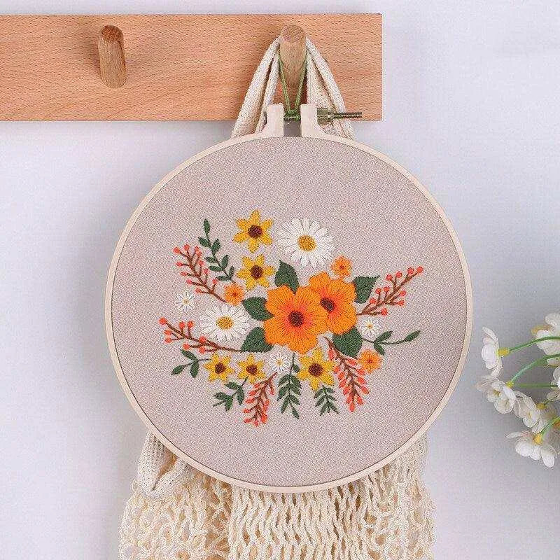 Flower Embroidery Floral Cross Stitch Needlepoint Crafts Kit For Adults