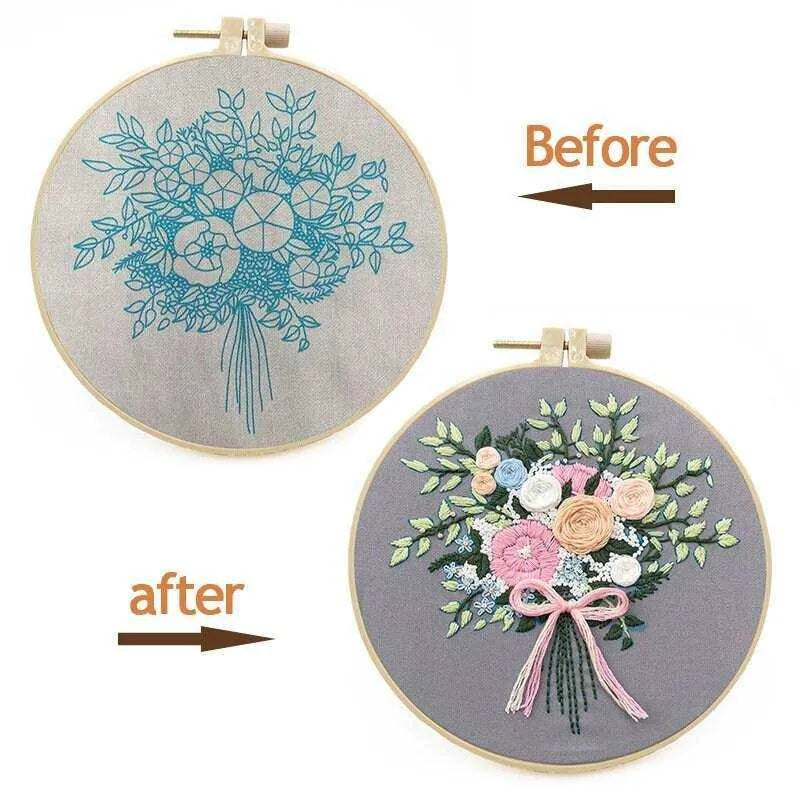 Flowers Embroidery Kit Floral Pattern Cross Stitch Kit Creative Diy