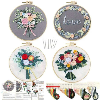 Flowers Embroidery Kit Floral Pattern Cross Stitch Kit Creative Diy