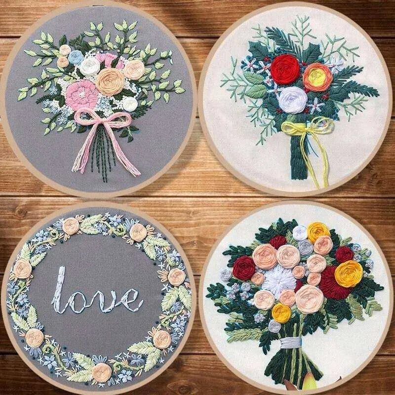 Flowers Embroidery Kit Floral Pattern Cross Stitch Kit Creative Diy