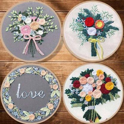 Flowers Embroidery Kit Floral Pattern Cross Stitch Kit Creative Diy