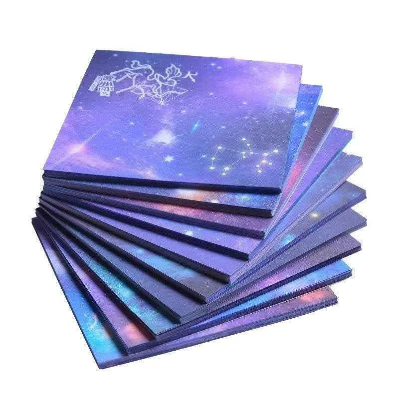 Galaxy Pattern Origami Paper Starry Sky Square Paper Zodiac Design Paper Folding Supplies Card Making Accessory Double Sided Craft Sheets