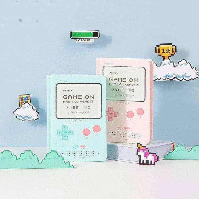 Gameboy journal retro planner pastel A6 notebook with dates