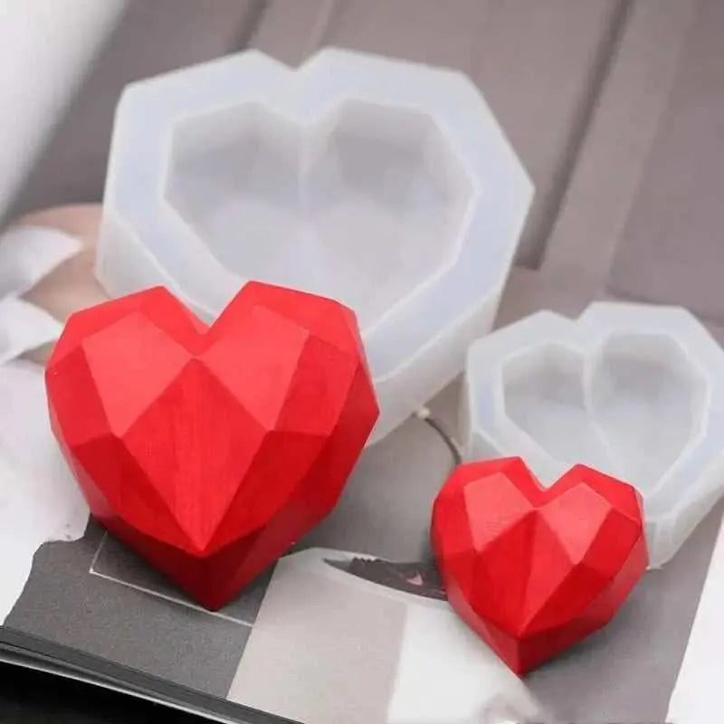 Geometric Heart Mold Heart Candle Mold Soap Making Tool Keychain Pendant Mould Resin Casting Supplies