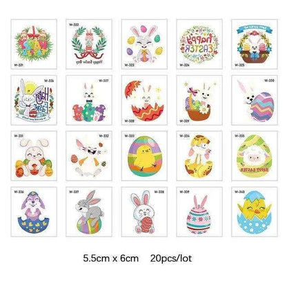 Glowing Easter Bunny Egg Tattoo Stickers 10/20 Pack - Fun & Festive Easter Decorations , 