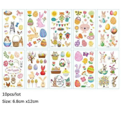 Glowing Easter Bunny Egg Tattoo Stickers 10/20 Pack - Fun & Festive Easter Decorations , 