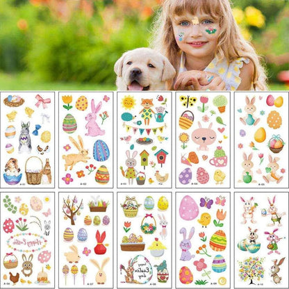 Glowing Easter Bunny Egg Tattoo Stickers 10/20 Pack - Fun & Festive Easter Decorations , 