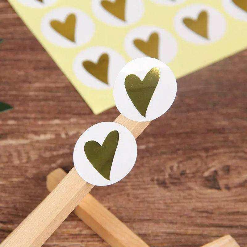 Gold Heart Sticker Sheet Golden Stickers Scrapbook Embellishments