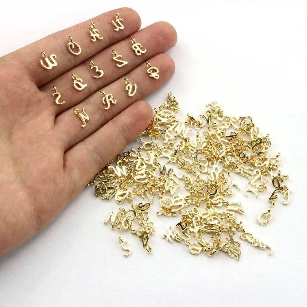 Gold Letter Charms Alphabet Pendants Bracelet Making DIY Necklace Jewelry Accessories Keychain Pendant Silver Letters Charm 26pcs