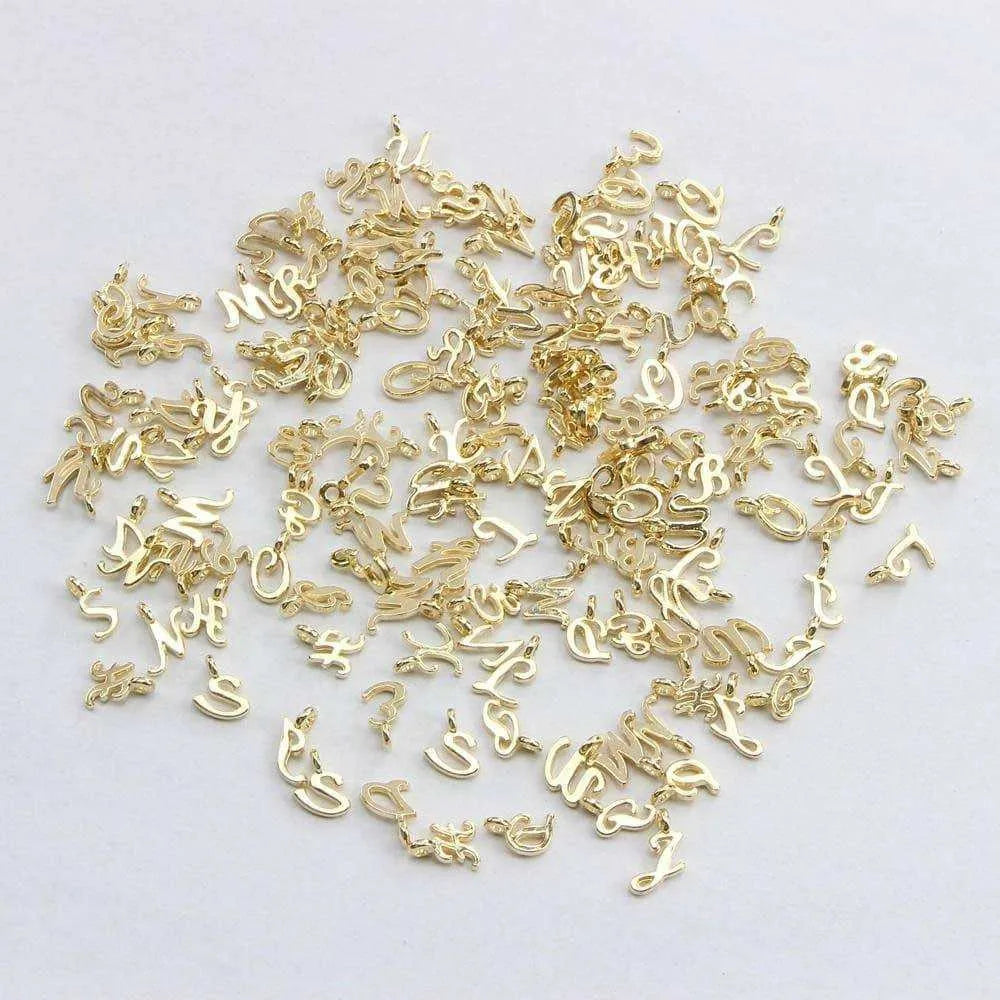 Gold Letter Charms Alphabet Pendants Bracelet Making DIY Necklace Jewelry Accessories Keychain Pendant Silver Letters Charm 26pcs