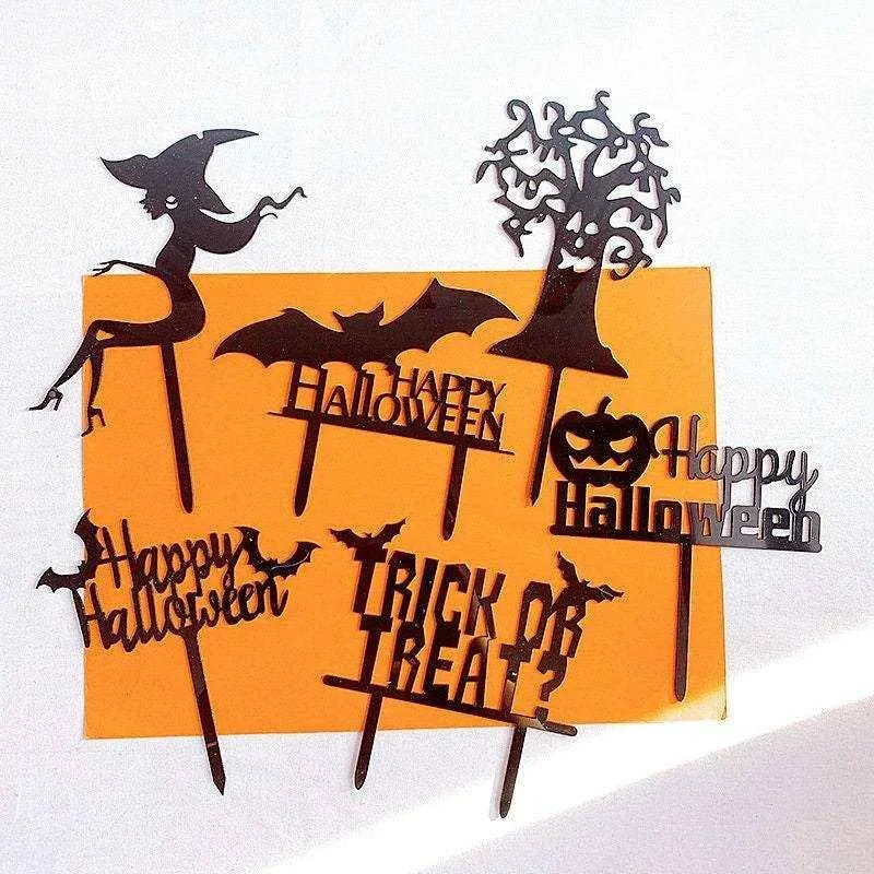 Happy Halloween Cake Topper Trick Or Treat Cake Decor Baking Accessories Halloween Party Sugarcrafts Decorations Cupcake Toppers