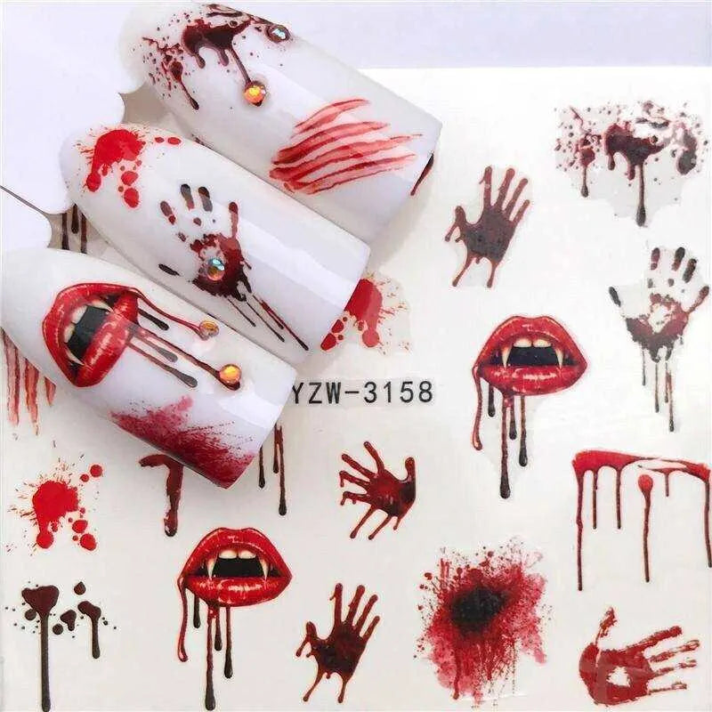 Nail Art Stickers Halloween Dress Up Water Transfer Nail Decals