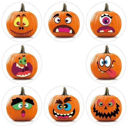 Halloween Pumpkin Stickers Cartoon Jack-O-Lantern Sticker Roll Trick Or Treat Bag Package Labels Party Favors Decor DIY Scrapbook 500pcs