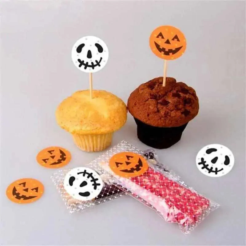 Halloween Pumpkin Stickers Jack O'Lantern Decals Candy Bag Stickers Halloween Party Decor 120pcs