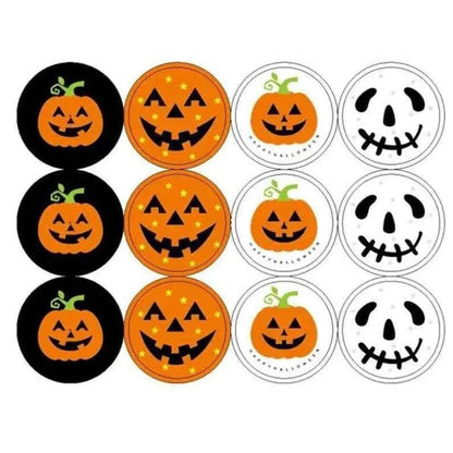 Halloween Pumpkin Stickers Jack O'Lantern Decals Candy Bag Stickers Halloween Party Decor 120pcs