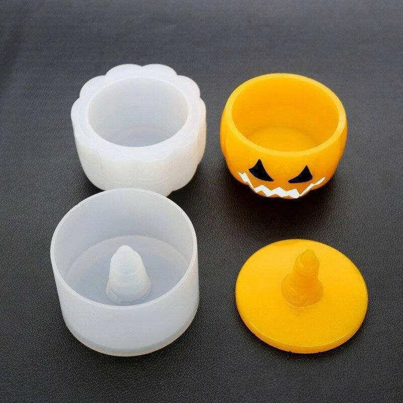 Halloween Pumpkin Mold Jack-o-Lantern Storage Box With Lid Silicone Mould DIY Candy Jar