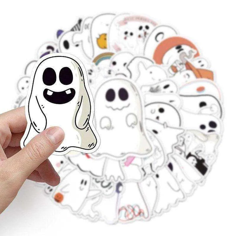 Cute Halloween Stickers Trick Or Treat Sticker Pack Ghosts Bats Witches Pumpkin Phone Case Decals Laptop Decals Luggage Decoration 50pcs