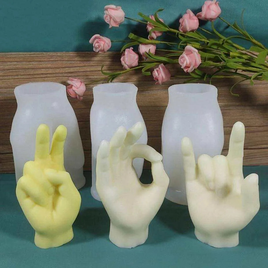 Hand Gesture Molds Resin Casting Mold 3D Candle Mould