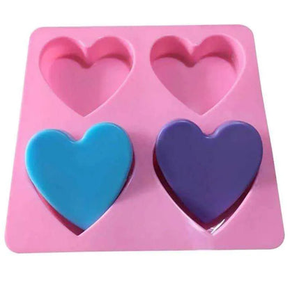 Hearts Silicone Mold Heart Shaped Chocolate Mould Heart Soap Mold 4 Hearts DIY Candlemaking Cake Decorating Tool Baking Accessories