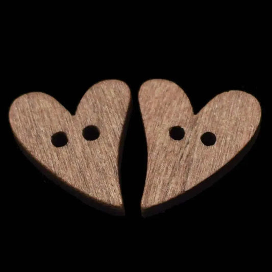 Heart Buttons Wood Button For Sewing Knitting Accessories 100pcs