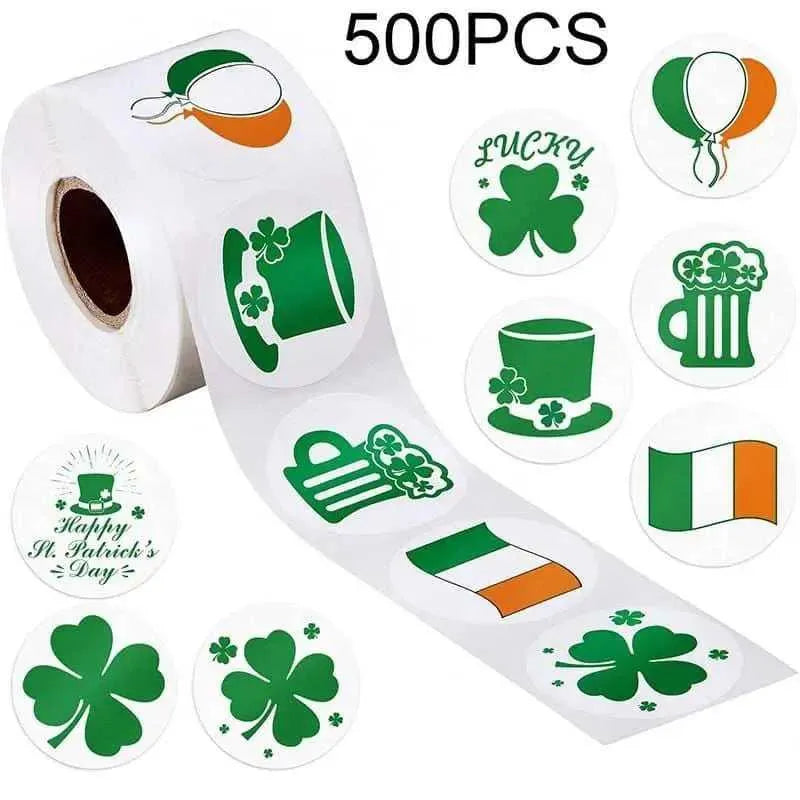 Irish Day Stickers St. Patrick's Day Sticker Roll Package Labels Gift Wrap Supplies